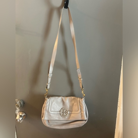 Tory burch foldover amanda crossbody gray bag - Picture 2 of 9